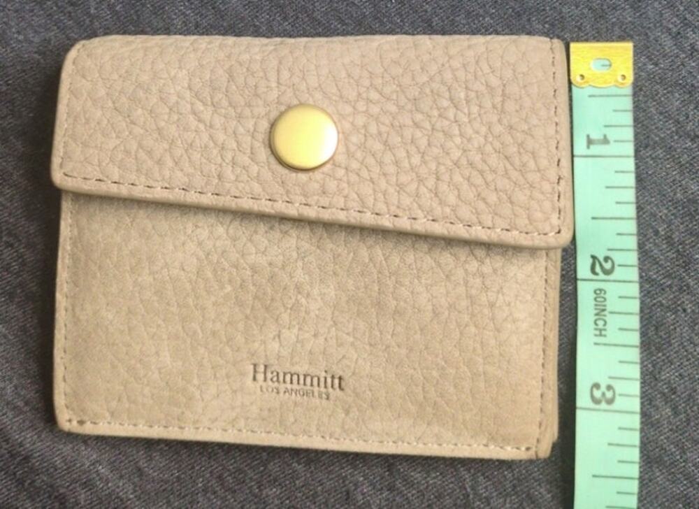 Hammitt Pebbled Leather Snap Card Case Wallet Taupe Beige Gold NWT Warranty